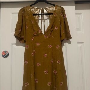 Free People Olive clove Mocking bird Mini Dress